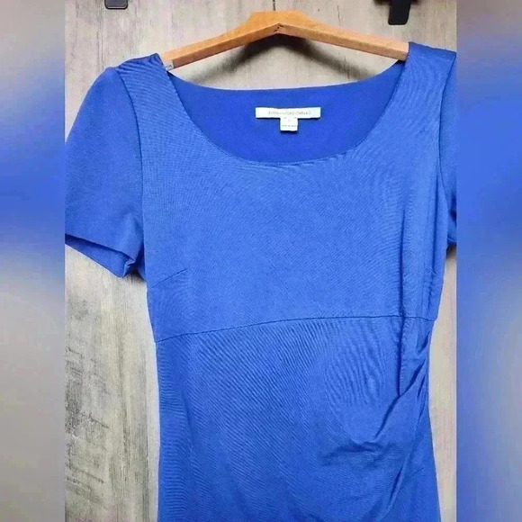 DIANE VON FURSTENBERG DVF Bevina Dress Blue Pencil Sheath Ruched $348 Size 8 - Picture 6 of 13